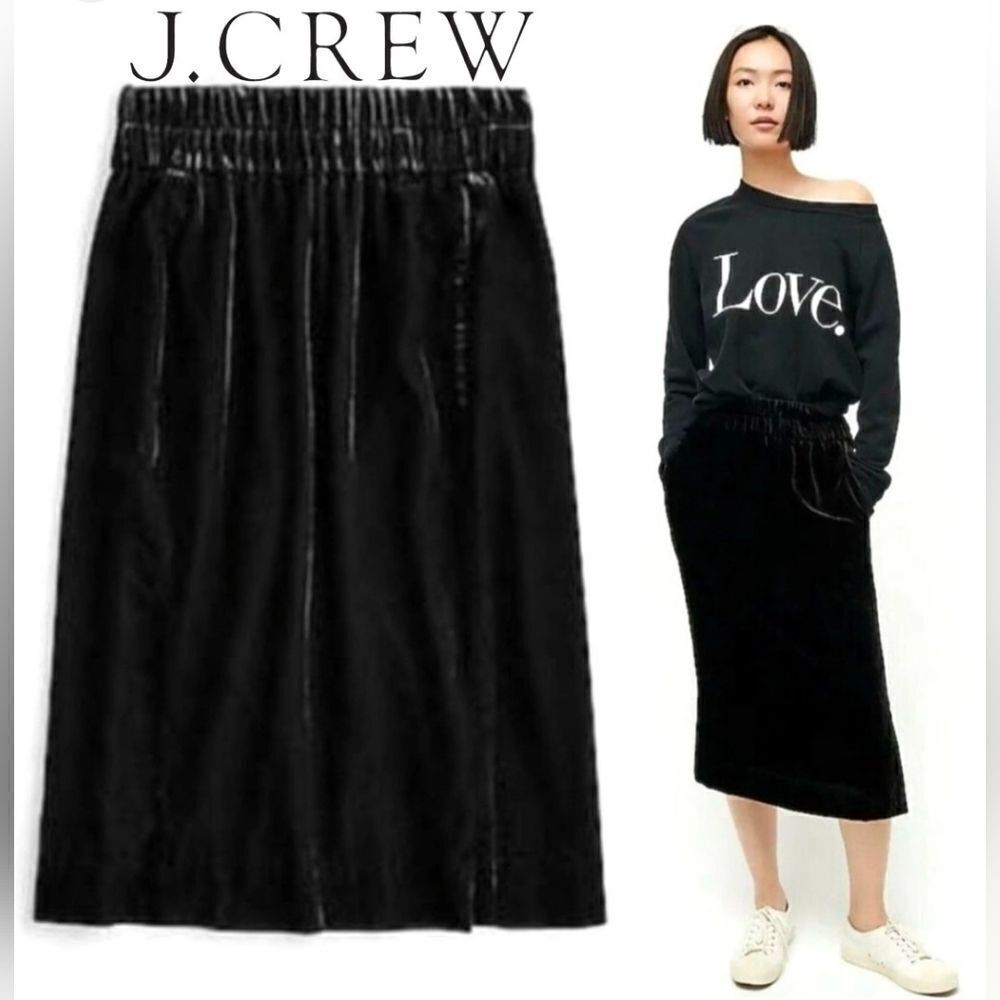 Jcrew nwt velvet pull-on midi skirt with pockets size  M